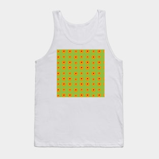 Orange kalanchoe blossoms pattern on green Tank Top